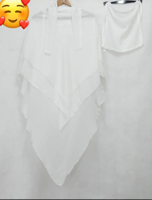 3 Layer Khimar With Niqab white
