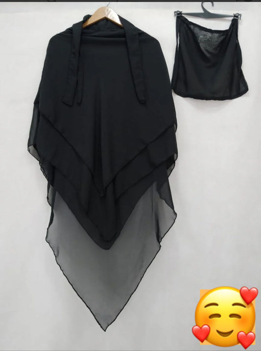 3 Layer Khimar With Niqab black
