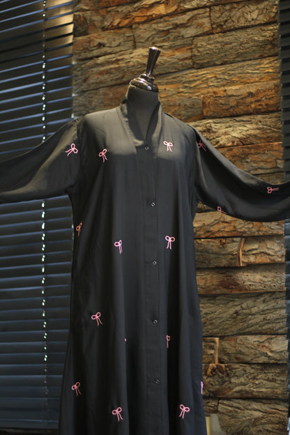 Bow Embroidered Abaya